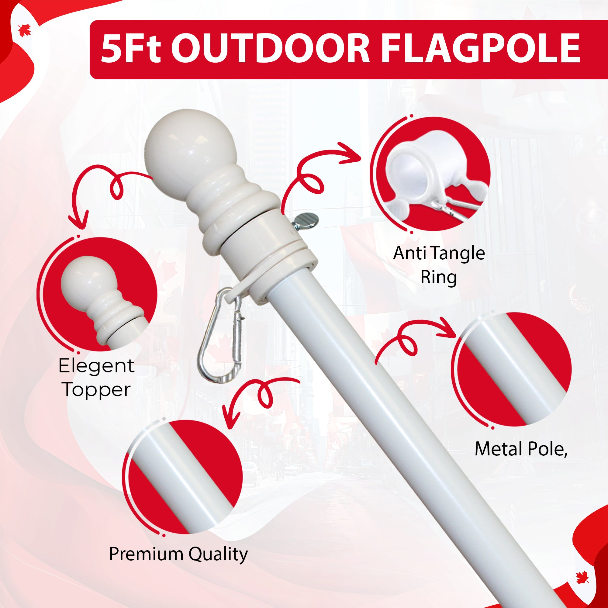 Aluminum 5' Flagpole 5 pc